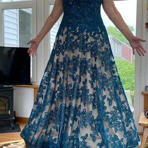 womens teal formal dress lots of sparkle